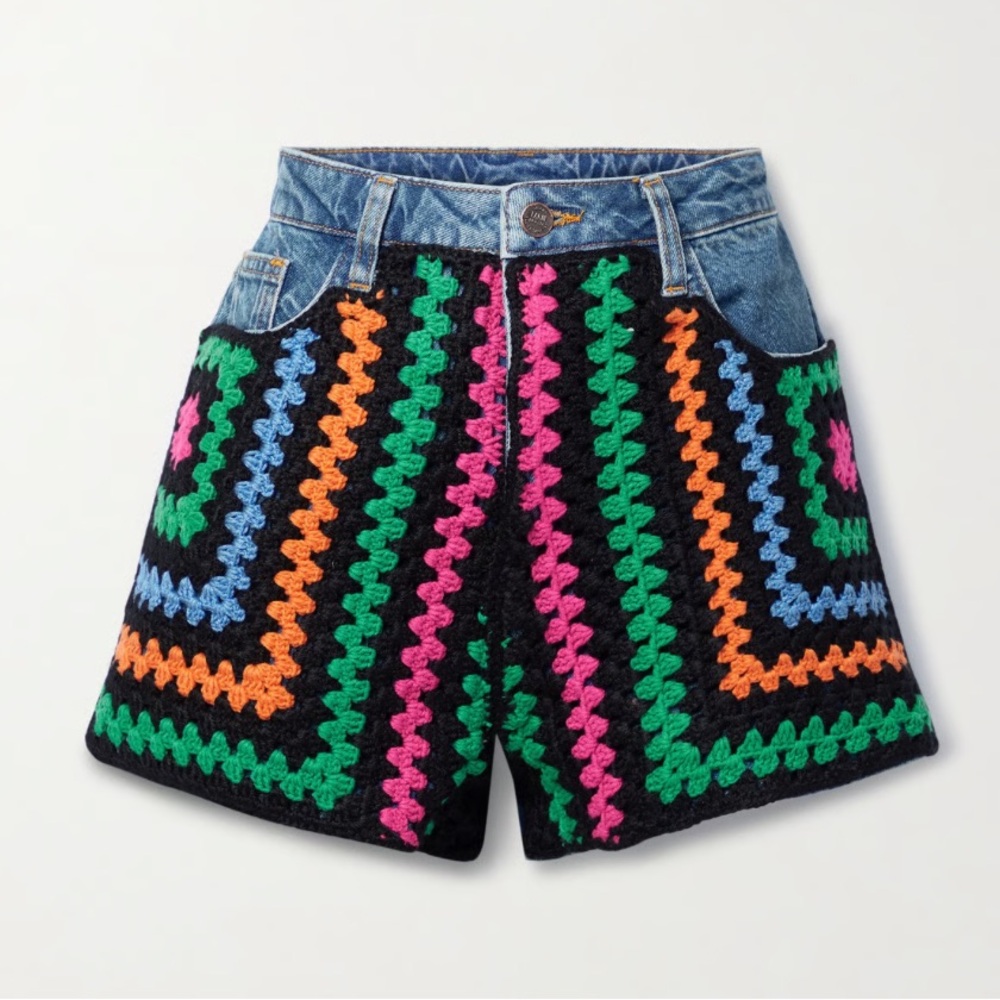 NWT Farm Rio Crochet Denim Shorts